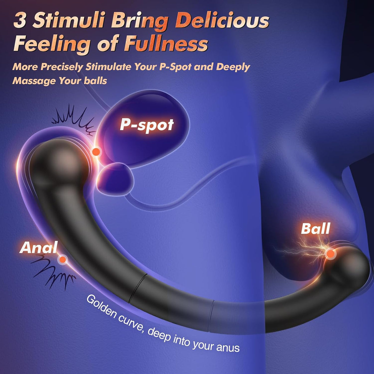 1 golden curve, 3 zones: the P-spot, the perineum, and the anal wall — stimulated at the same time.